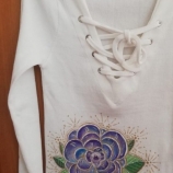Ръчно рисувана памучна дамска блуза - 